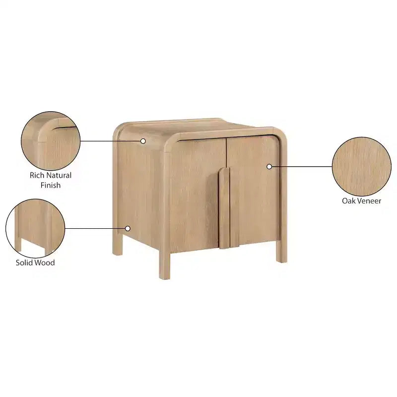 Meridina Furniture,Harmony Oak Veneer Rubberwood Nightstand