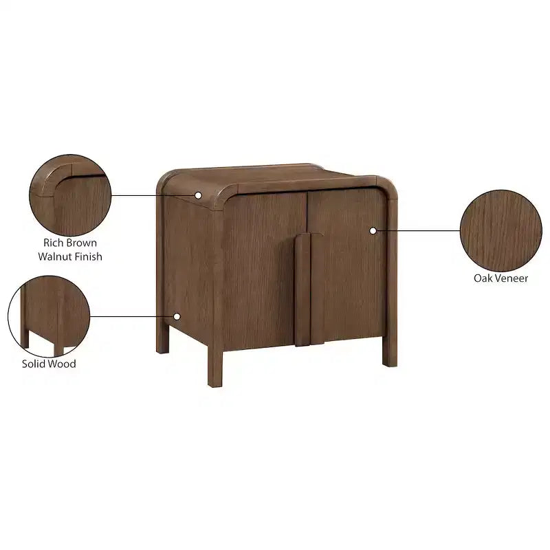 Meridina Furniture,Harmony Oak Veneer Rubberwood Nightstand