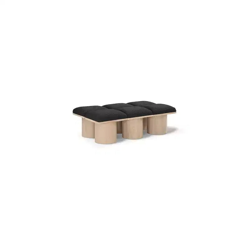 Meridian Furniture,Pavilion Black Boucle Fabric Bench