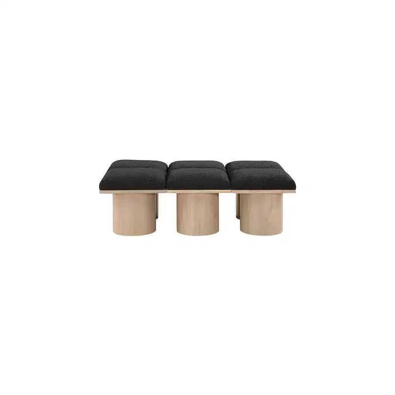 Meridian Furniture,Pavilion Black Boucle Fabric Bench