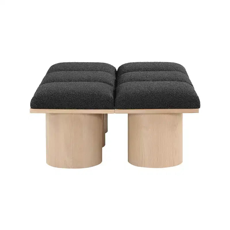 Meridian Furniture,Pavilion Black Boucle Fabric Bench