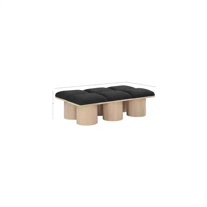 Meridian Furniture,Pavilion Black Boucle Fabric Bench