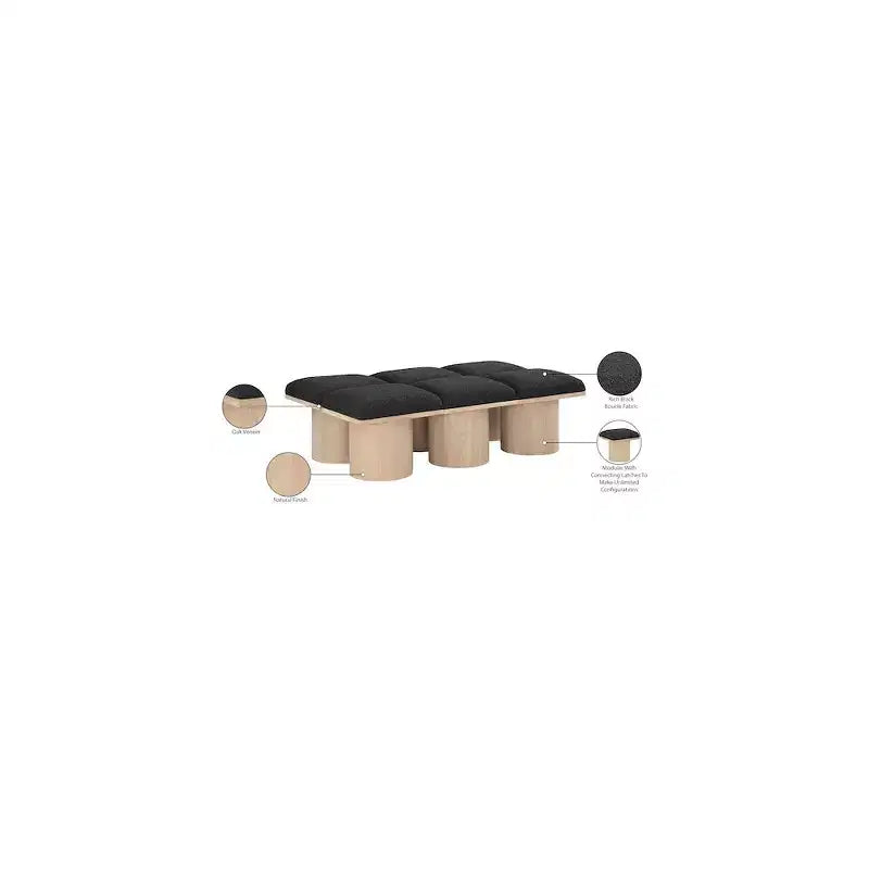 Meridian Furniture,Pavilion Black Boucle Fabric Bench
