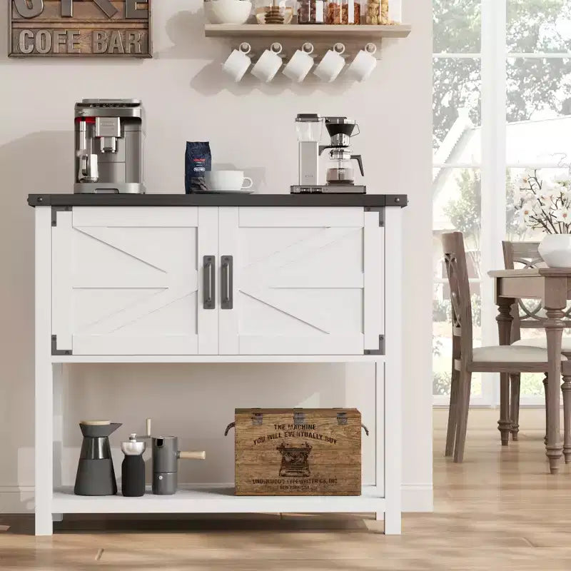 Farmhouse Buffet Sideboard with 2-Door Cabinet and Shelf Wood Console Table with Storage for Kitchen, Hallway, Dining