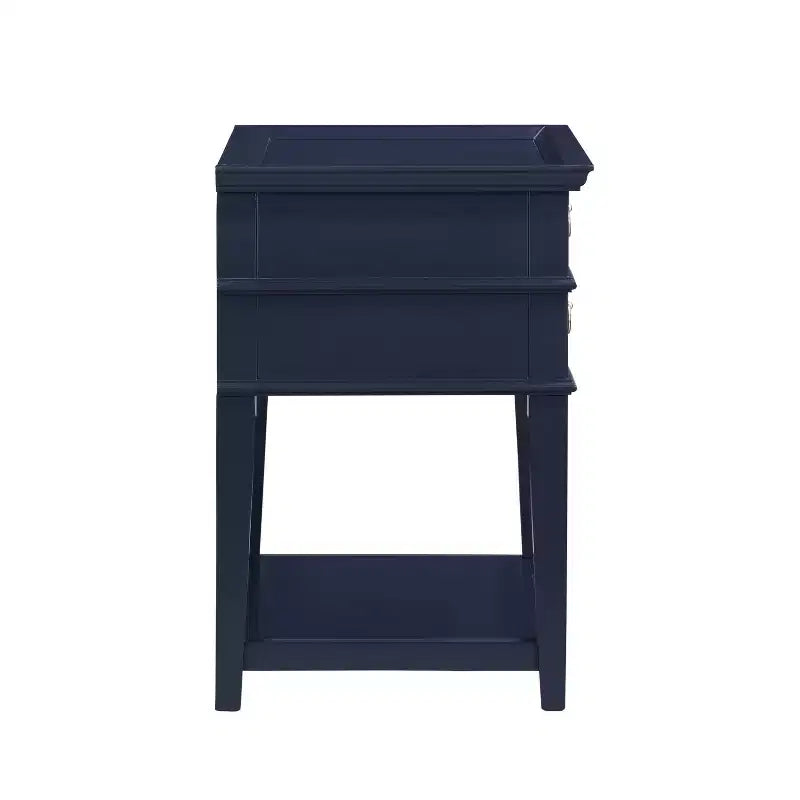 GDFStudio Declan Mid-Century Modern 26 2-Drawer Tray Top Nightstand with Open Shelf