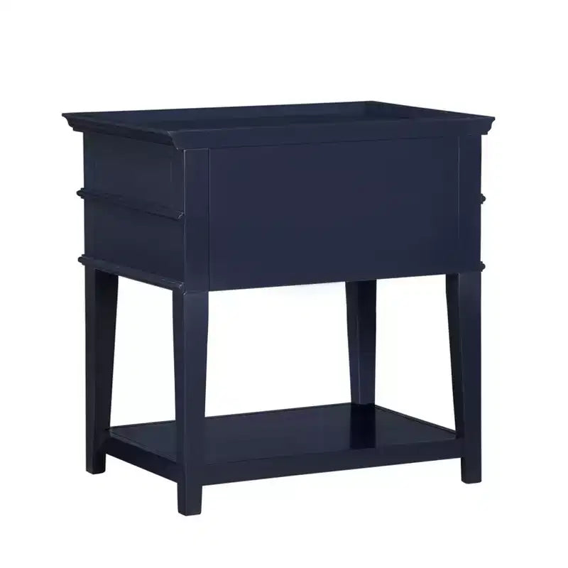 GDFStudio Declan Mid-Century Modern 26 2-Drawer Tray Top Nightstand with Open Shelf