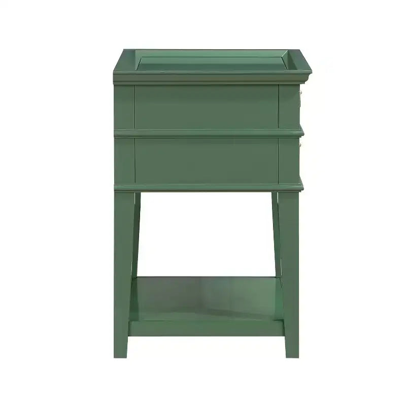 GDFStudio Declan Mid-Century Modern 26 2-Drawer Tray Top Nightstand with Open Shelf