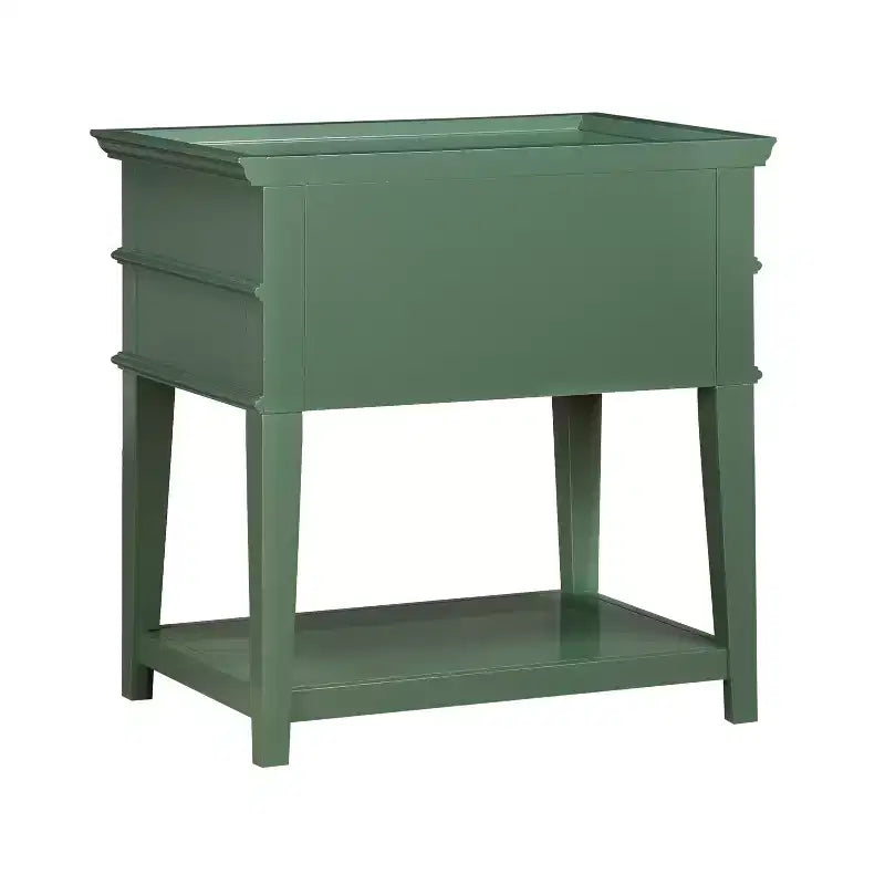 GDFStudio Declan Mid-Century Modern 26 2-Drawer Tray Top Nightstand with Open Shelf