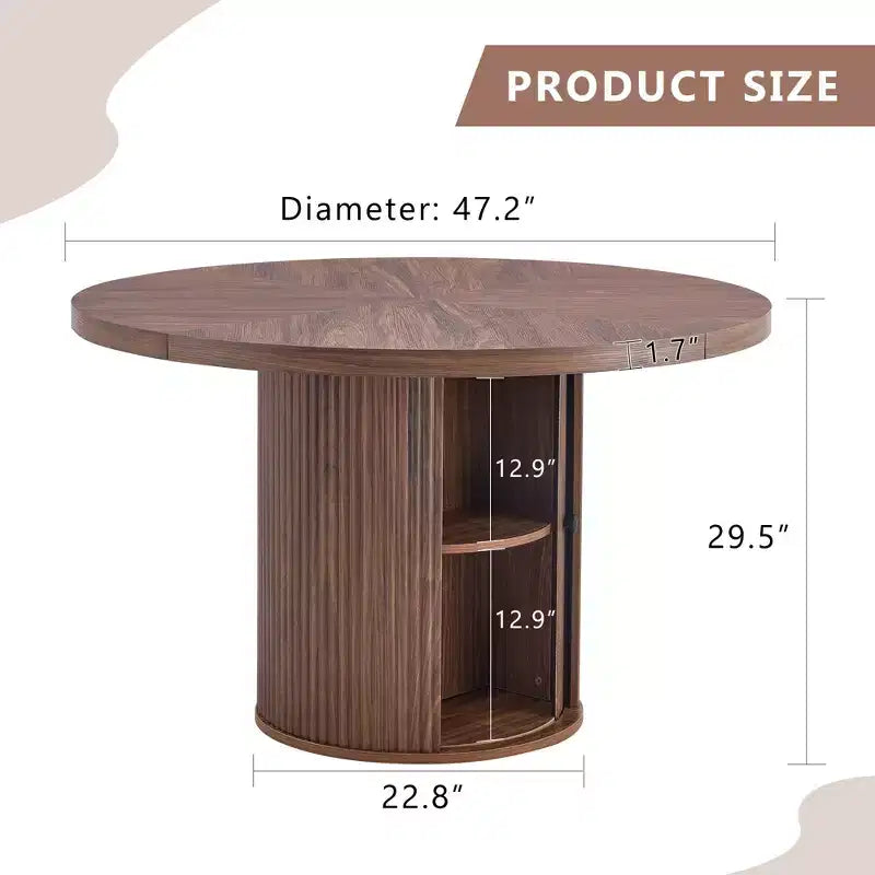 GDFStudio Daria Farmhouse Wooden Dining Table with Double-Layer Storage