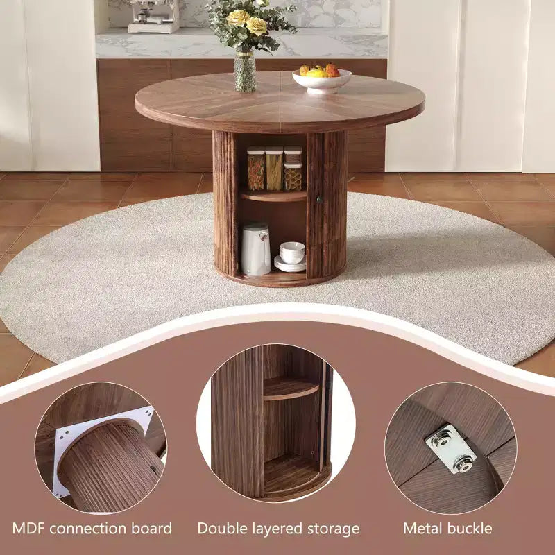 GDFStudio Daria Farmhouse Wooden Dining Table with Double-Layer Storage