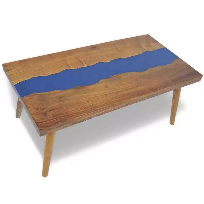 vidaXL Rectangular Coffee Table, Handmade, Solid Teak Wood, 39.4''x19.7''x15.8'', Brown and Blue