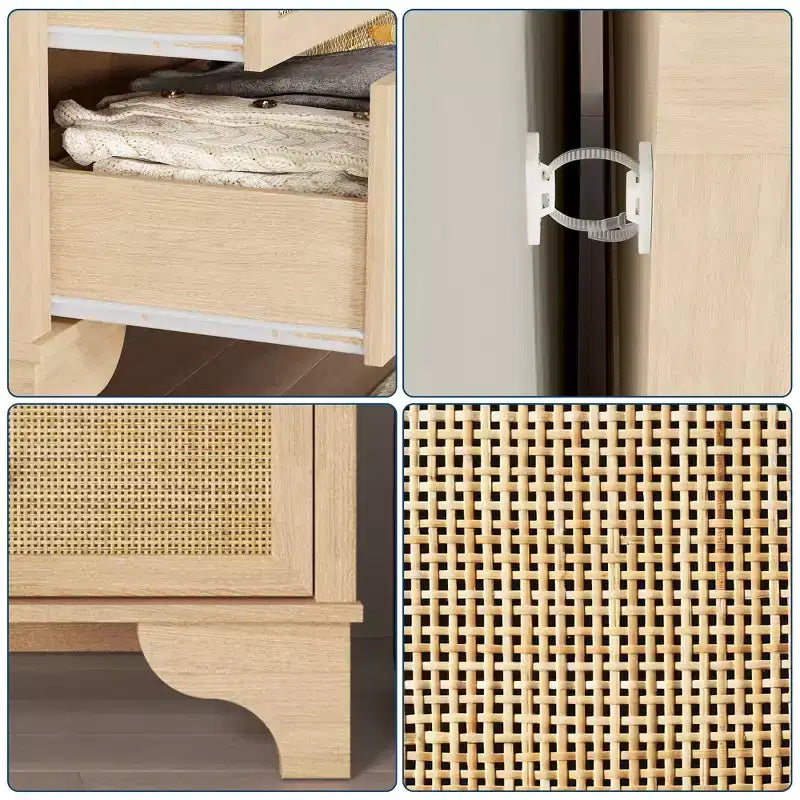 sun 7-Drawer Double Dresser: 47.3 Wide Large Capacity Wooden Chest with Built-in Drawer Organizer Maximize Storage for Living Room/Entryway
