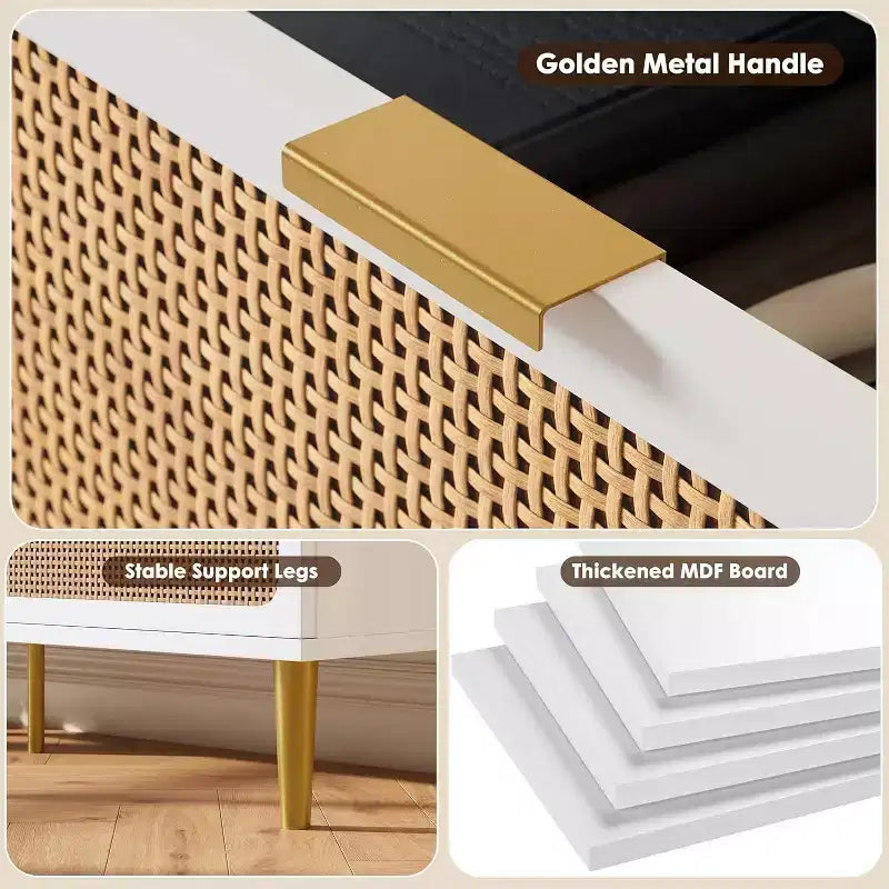 Acekool 7 Drawer Rattan Dresser for Bedroom, Tall Chest of Drawers with Wide Top, Storage Organizer