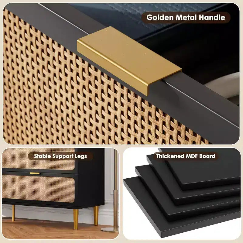 Acekool 7 Drawer Rattan Dresser for Bedroom, Tall Chest of Drawers with Wide Top, Storage Organizer