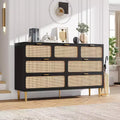 Acekool 7 Drawer Rattan Dresser for Bedroom, Tall Chest of Drawers with Wide Top, Storage Organizer