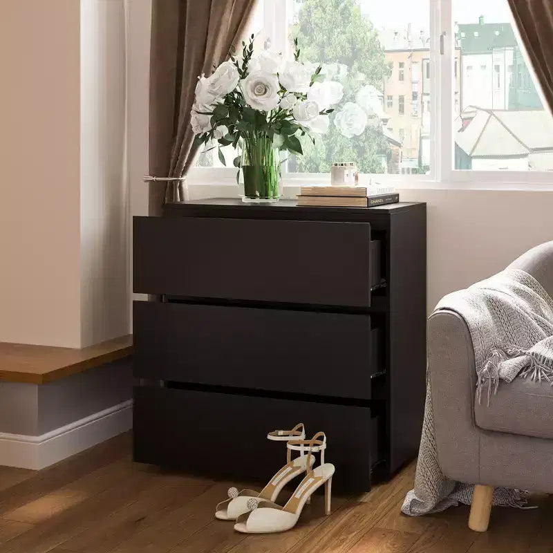 Famapy 3 - Drawer Cabinet Dresser Chest,Large Nightstand: Sleek Design, Ample StorageIdeal for Home