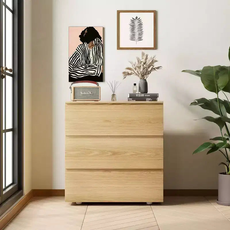 Famapy 3 - Drawer Cabinet Dresser Chest,Large Nightstand: Sleek Design, Ample StorageIdeal for Home