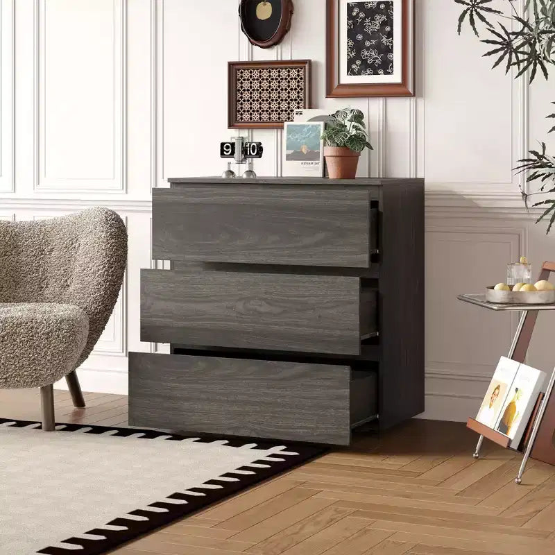 Famapy 3 - Drawer Cabinet Dresser Chest,Large Nightstand: Sleek Design, Ample StorageIdeal for Home