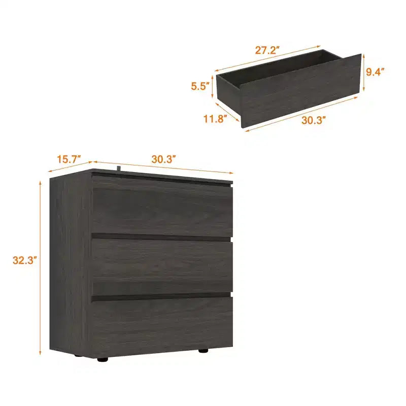 Famapy 3 - Drawer Cabinet Dresser Chest,Large Nightstand: Sleek Design, Ample StorageIdeal for Home