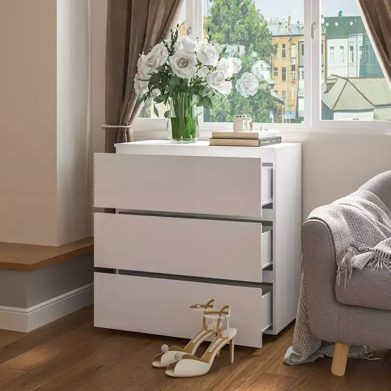Famapy 3 - Drawer Cabinet Dresser Chest,Large Nightstand: Sleek Design, Ample StorageIdeal for Home