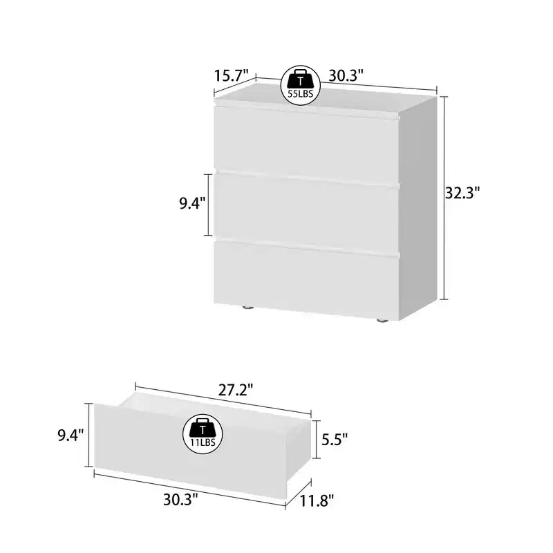Famapy 3 - Drawer Cabinet Dresser Chest,Large Nightstand: Sleek Design, Ample StorageIdeal for Home
