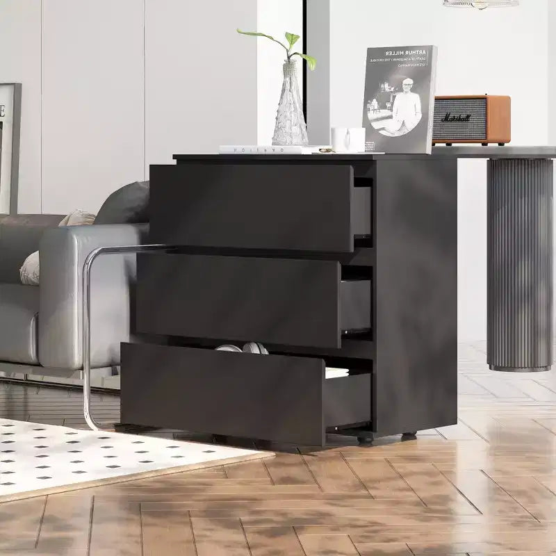Famapy 3 - Drawer Cabinet Dresser Chest,Large Nightstand: Sleek Design, Ample StorageIdeal for Home
