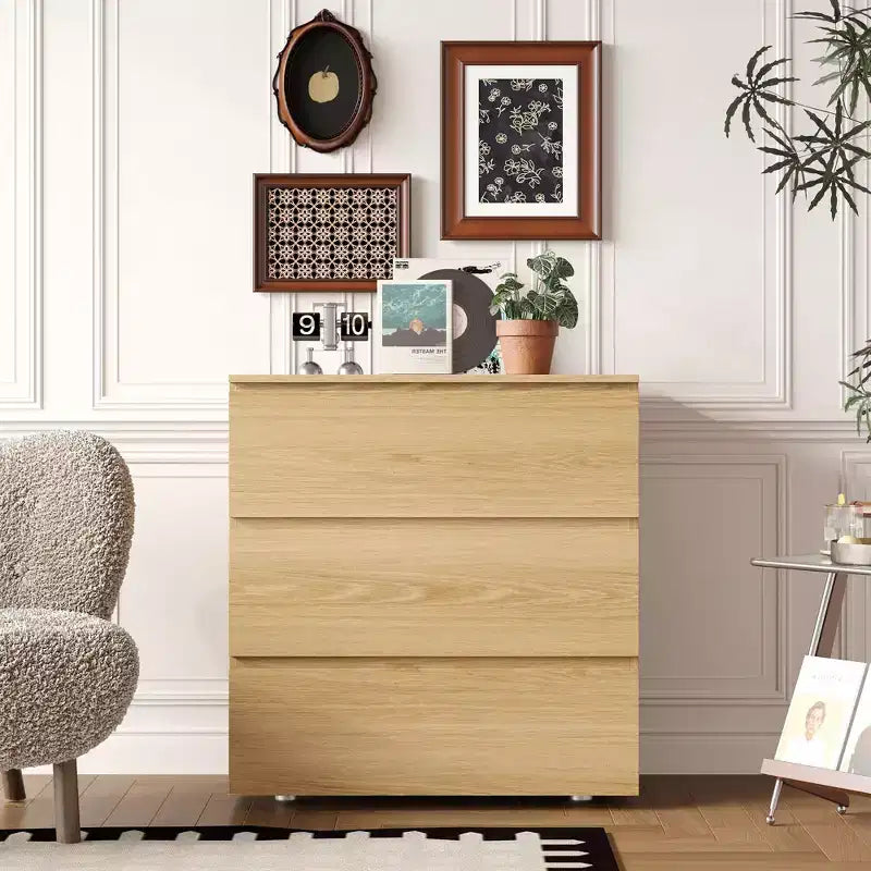 Famapy 3 - Drawer Cabinet Dresser Chest,Large Nightstand: Sleek Design, Ample StorageIdeal for Home
