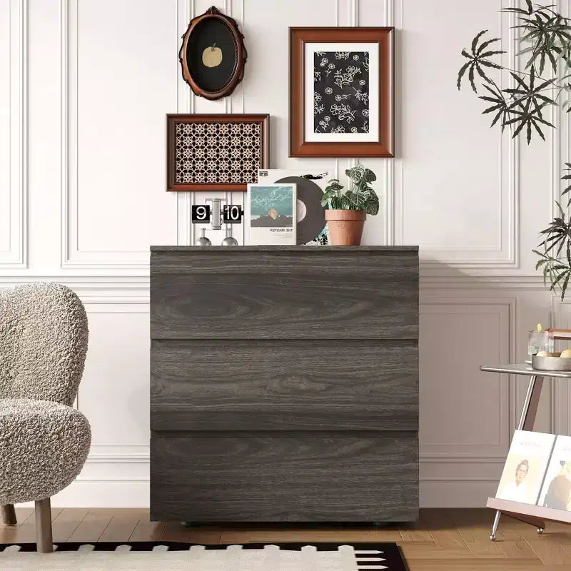 Famapy 3 - Drawer Cabinet Dresser Chest,Large Nightstand: Sleek Design, Ample StorageIdeal for Home