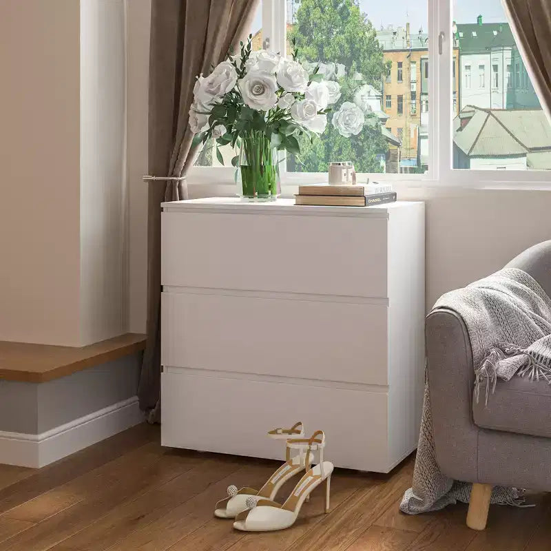 Famapy 3 - Drawer Cabinet Dresser Chest,Large Nightstand: Sleek Design, Ample StorageIdeal for Home