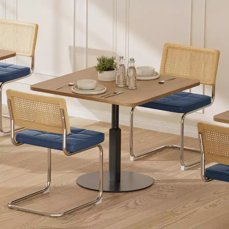 Okak Mid Century Breuer Designed Rattan Back Dining Chairs for Kitchen Dining Room,Faux Leather Upholstered Seating Dining Chair Set