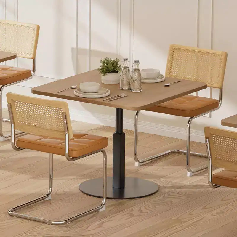 Okak Mid Century Breuer Designed Rattan Back Dining Chairs for Kitchen Dining Room,Faux Leather Upholstered Seating Dining Chair Set