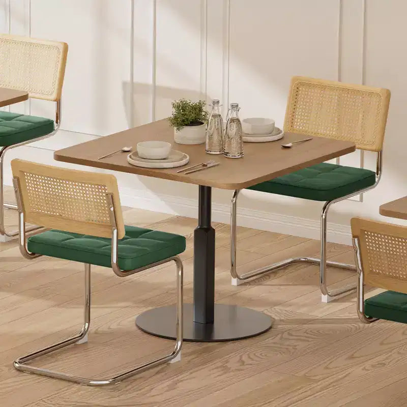 Okak Mid Century Breuer Designed Rattan Back Dining Chairs for Kitchen Dining Room,Faux Leather Upholstered Seating Dining Chair Set