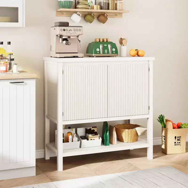 Narrow Console Table C 2-Door Entryway Sofa Table with Storage Shelf (White, for Living Room/Office/Hallway)