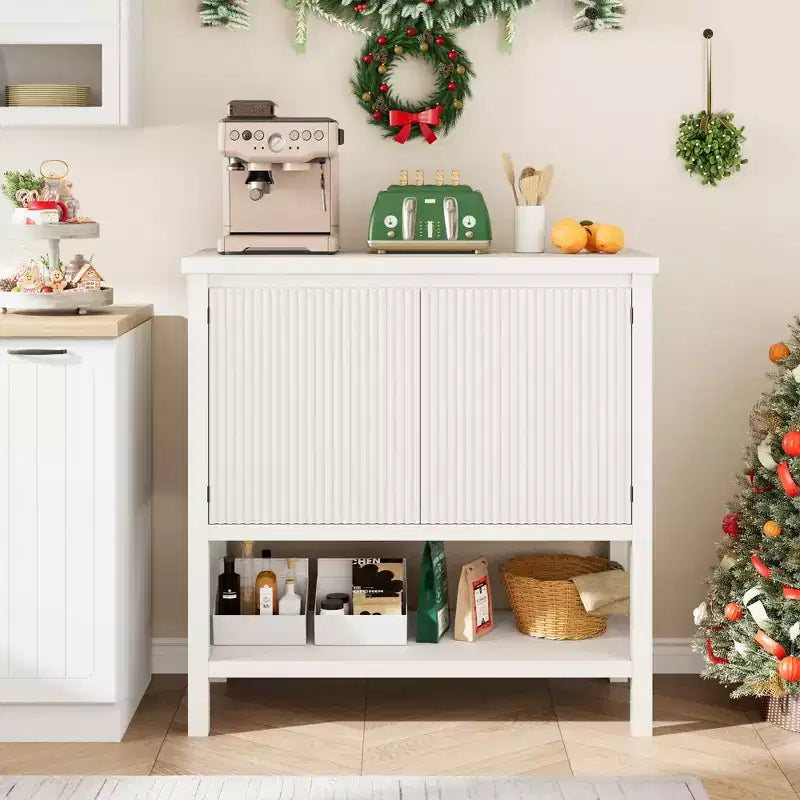 Narrow Console Table C 2-Door Entryway Sofa Table with Storage Shelf (White, for Living Room/Office/Hallway)