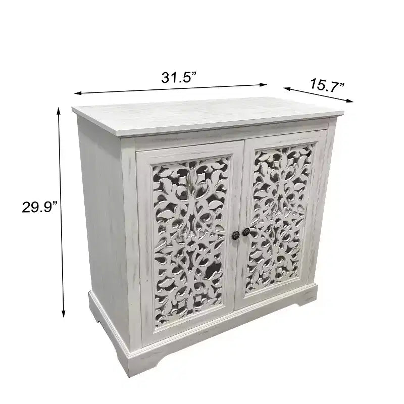 GDFStudio Iris Antique 31.5'' Sideboard Storage Cabinet with 2 Carving Doors