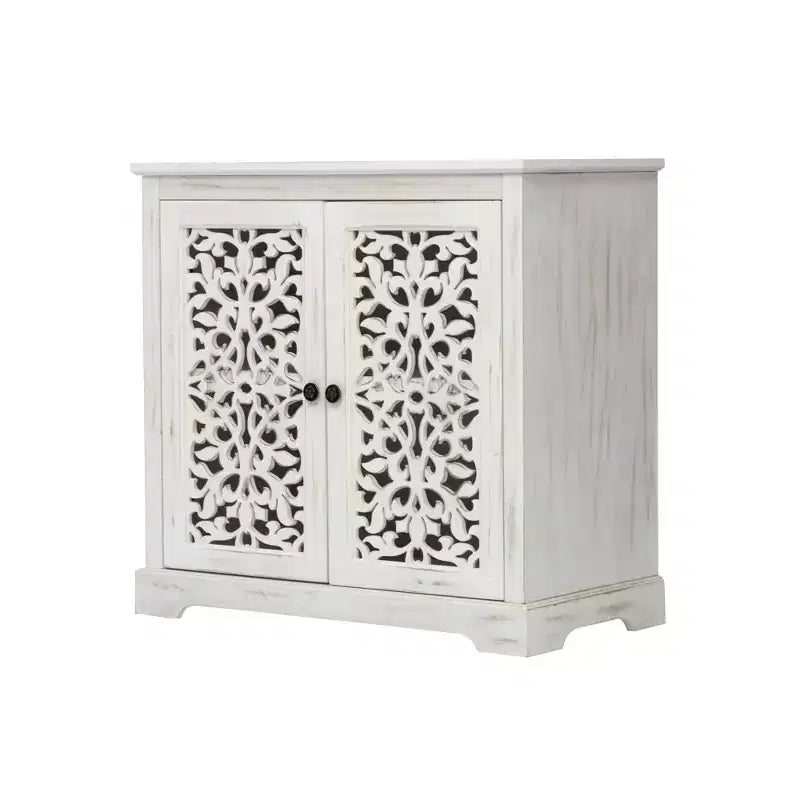 GDFStudio Iris Antique 31.5'' Sideboard Storage Cabinet with 2 Carving Doors