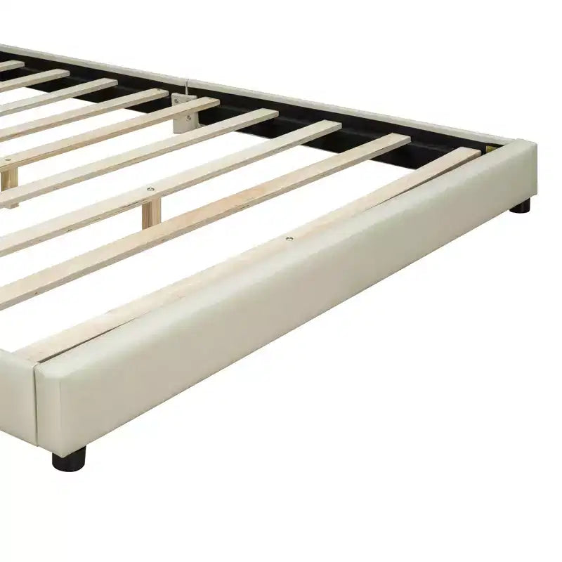 Whisen Queen Size & Twin XL Size Upholstered Platform Bed, PU Leather, Elegant Design