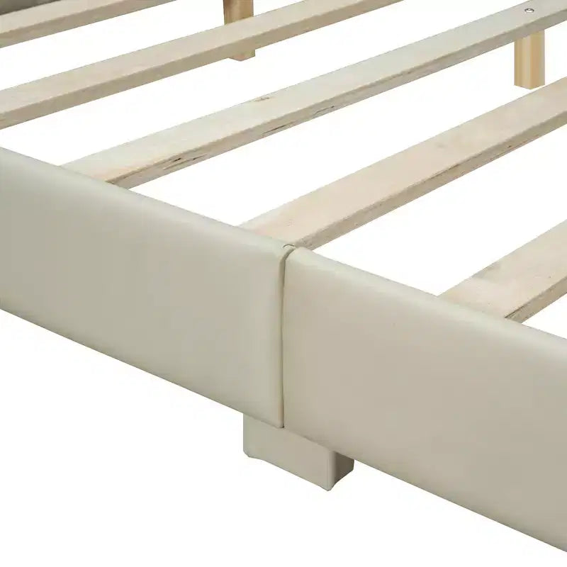 Whisen Queen Size & Twin XL Size Upholstered Platform Bed, PU Leather, Elegant Design
