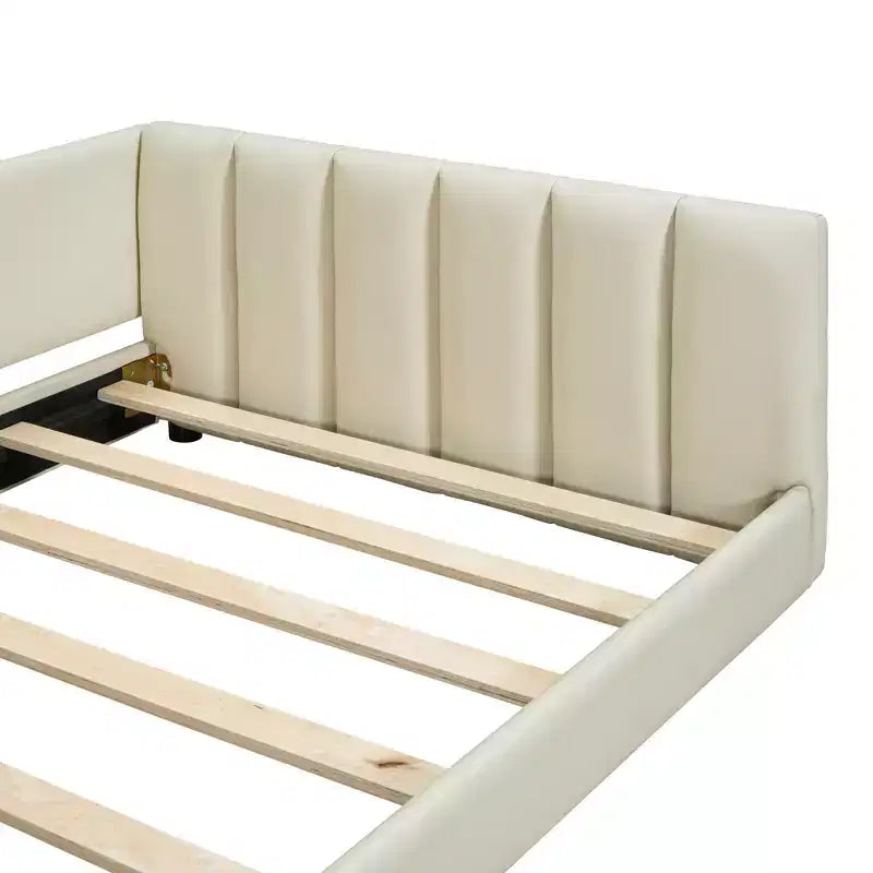 Whisen Queen Size & Twin XL Size Upholstered Platform Bed, PU Leather, Elegant Design