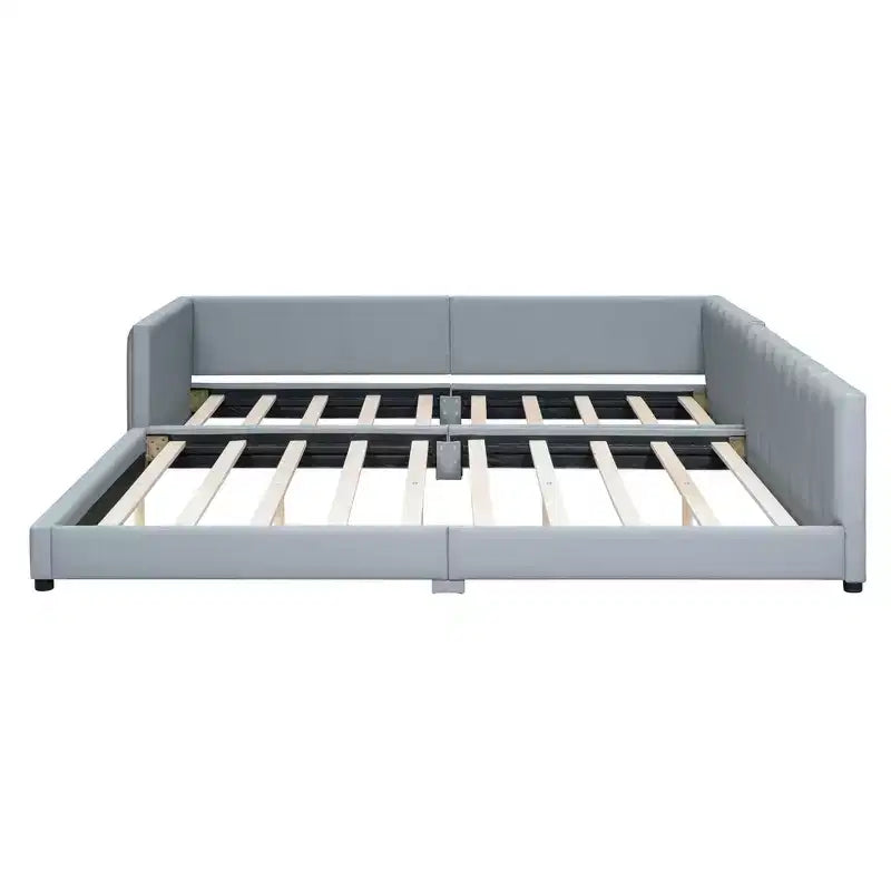 Whisen Queen Size & Twin XL Size Upholstered Platform Bed, PU Leather, Elegant Design