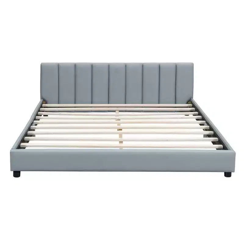 Whisen Queen Size & Twin XL Size Upholstered Platform Bed, PU Leather, Elegant Design