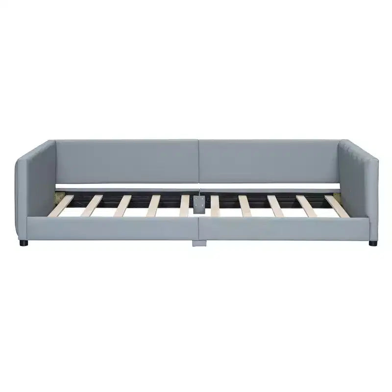 Whisen Queen Size & Twin XL Size Upholstered Platform Bed, PU Leather, Elegant Design