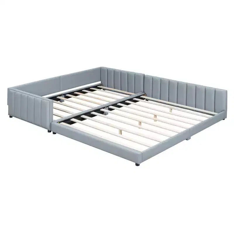 Whisen Queen Size & Twin XL Size Upholstered Platform Bed, PU Leather, Elegant Design