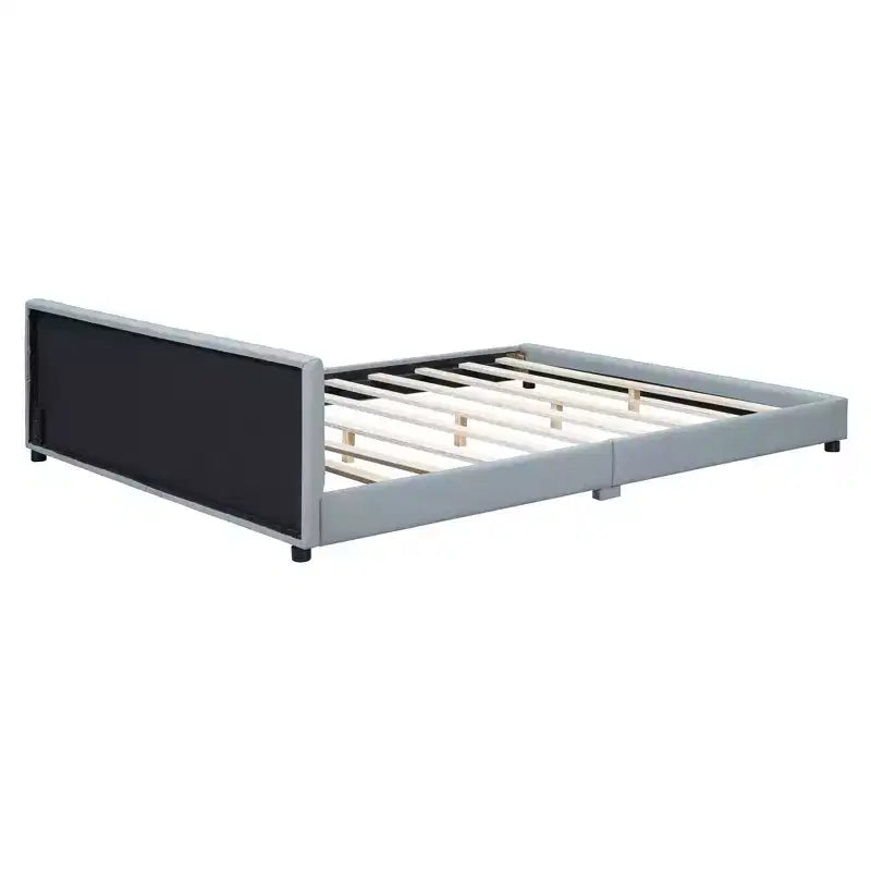 Whisen Queen Size & Twin XL Size Upholstered Platform Bed, PU Leather, Elegant Design