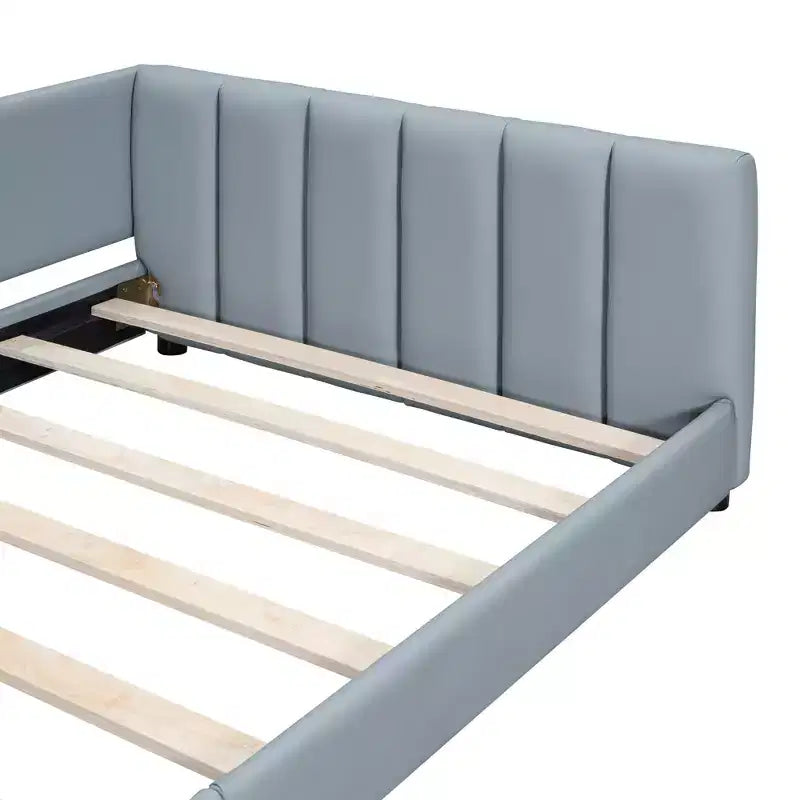 Whisen Queen Size & Twin XL Size Upholstered Platform Bed, PU Leather, Elegant Design