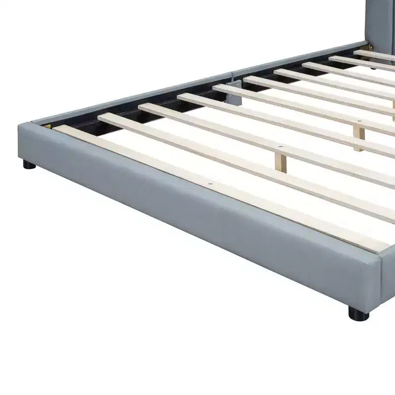 Whisen Queen Size & Twin XL Size Upholstered Platform Bed, PU Leather, Elegant Design