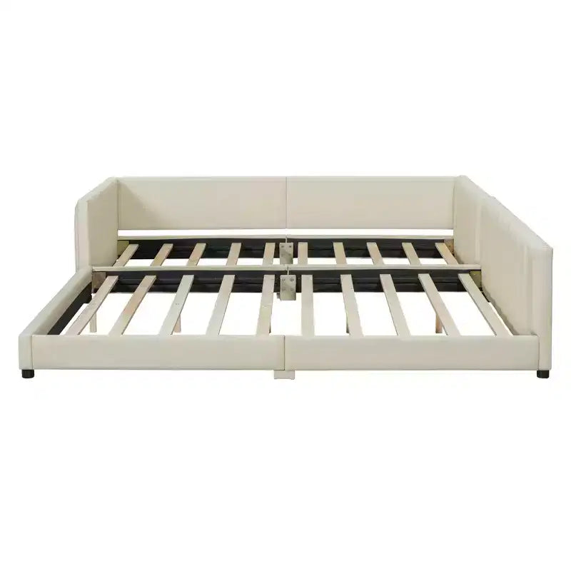Whisen Queen Size & Twin XL Size Upholstered Platform Bed, PU Leather, Elegant Design