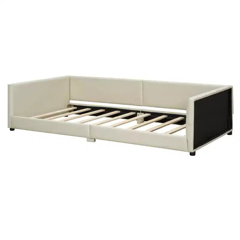 Whisen Queen Size & Twin XL Size Upholstered Platform Bed, PU Leather, Elegant Design