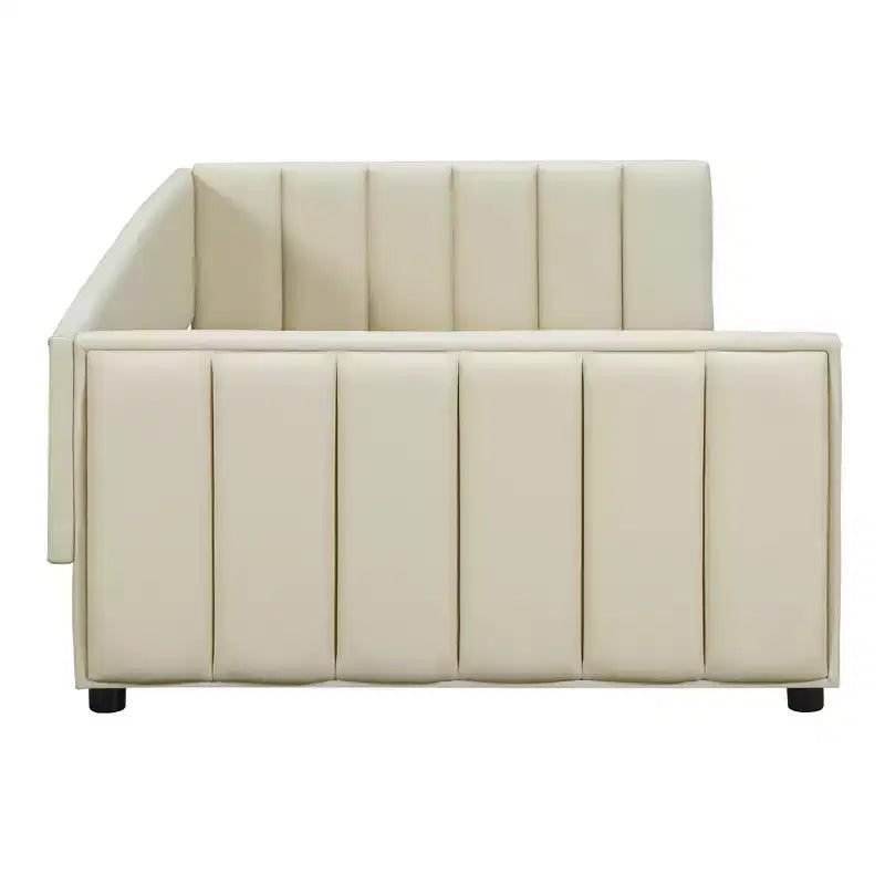 Whisen Queen Size & Twin XL Size Upholstered Platform Bed, PU Leather, Elegant Design