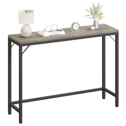 39.4 Console Table C Narrow Industrial Sofa Table (Grey, for Entryway/Living Room/Bedroom)